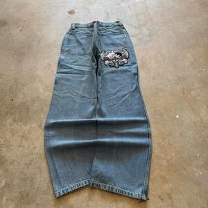 Baggy Red Head Southpole Styl Embroidered Y2K Vintage Denim Jeans 36x32